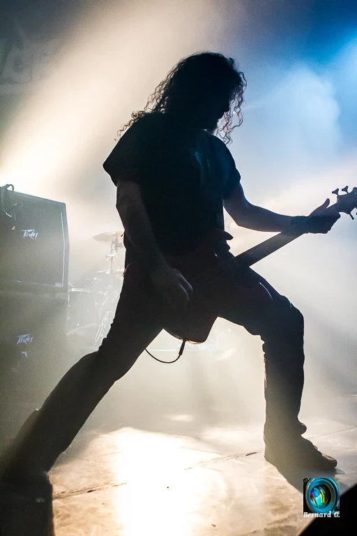 Le bassiste en contre-jour lumineux